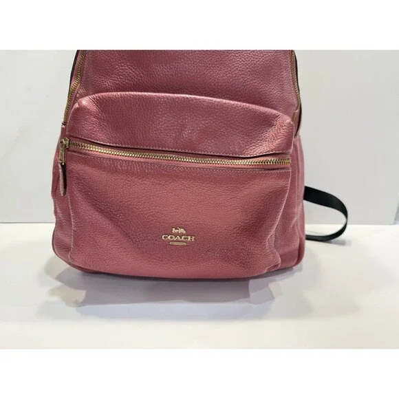 Coach Backpack New York F29004 Pink Charlie Pebble Leather Bag - Picture 2 of 16